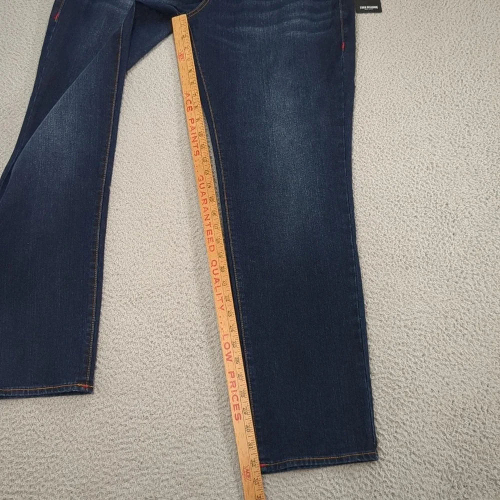 True Religion Geno SN Slim Jeans Mens 36x32 Dark Wash Straight Stretch Denim NWT